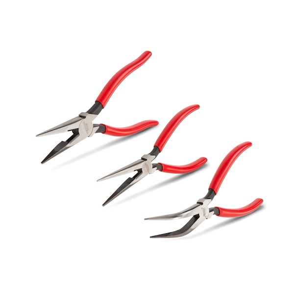 Long Nose Pliers Set, 3-Piece (7, 8, 6 In. Bent)